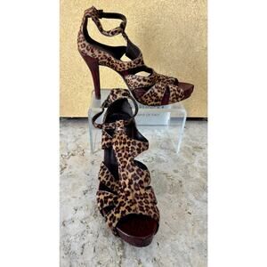 Donald Pliner Animal Print Hair Calf Red Leather Shoe New Strappy $395 NIB Sz 6
